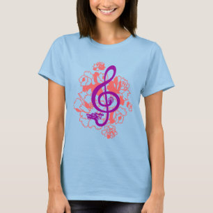 音楽的なドラゴンのト音記号のシャクヤクのカスタムのワイシャツ Tシャツ