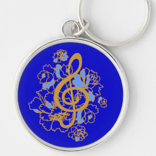音楽的なドラゴンのト音記号のシャクヤクのカスタムKeychain キーホルダー