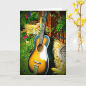 音楽的なハッピーバースデーの挨拶状 カード (黄色い花)