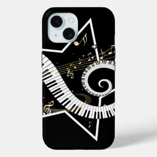 音楽的な星の金ノート iPhone 15ケース