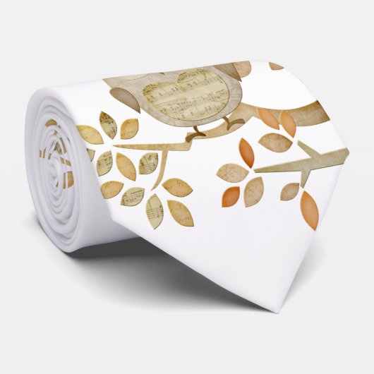 音楽的な木のフクロウのタイ ネクタイ (ロール)