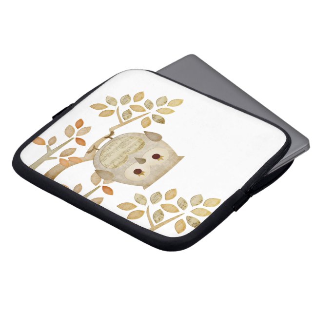 音楽的な木のフクロウの電子工学のバッグ ラップトップスリーブ (正面上部)