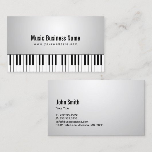 音楽的な白いグランドピアノは音楽を調整します 名刺 (正面/裏面)