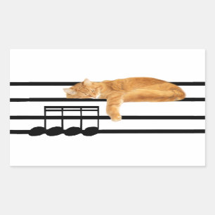 音楽的な虎猫の子猫猫 長方形シール