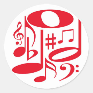 音楽的な赤いステッカー ラウンドシール