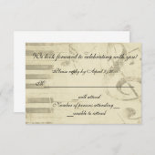 音楽的な音楽デザインの結婚式招待状RSVPの応答 出欠カード (正面/裏面)