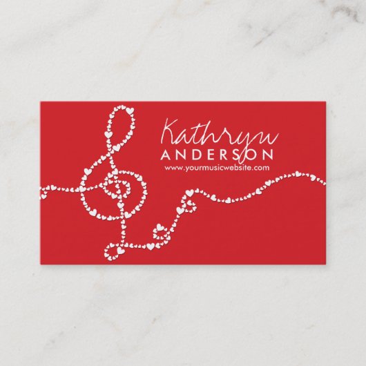 音楽的な音楽高音域愛赤いハートの芸術家の歌 名刺 (正面)