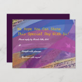 音楽的な飛行の鳩のバルミツワーの招待状の応答 出欠カード (正面/裏面)