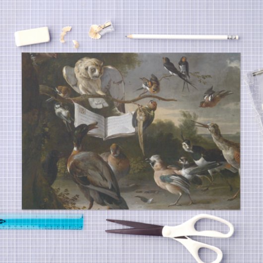 音楽的な鳥の絵を描くことの群 薄葉紙 (クラフト)