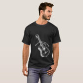 音楽的名言とホワイトギターのデザイン - アート Tシャツ (正面フル)