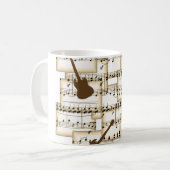 音楽紙ギターの背景 コーヒーマグカップ (正面左)