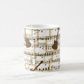 音楽紙ギターの背景 コーヒーマグカップ (中央)