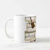 音楽紙ギターの背景 コーヒーマグカップ (左)
