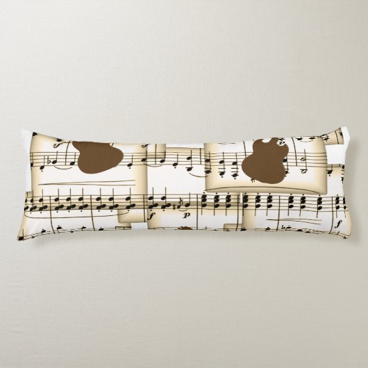 音楽紙ギターの背景 ボディピロー (正面)