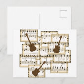 音楽紙ギターの背景 ポストカード (正面/裏面)