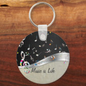 「音楽素晴らしはライフ」のカラフル音楽ノート キーホルダー (正面)