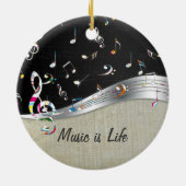 「音楽素晴らしはライフ」のカラフル音楽ノート セラミックオーナメント (裏面)