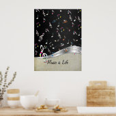 「音楽素晴らしはライフ」のカラフル音楽ノート ポスター (キッチン)