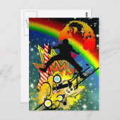 音楽素晴らしクールダンサーのシルエット・ギター ポストカード (正面/裏面)
