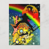 音楽素晴らしクールダンサーのシルエット・ギター ポストカード (正面)