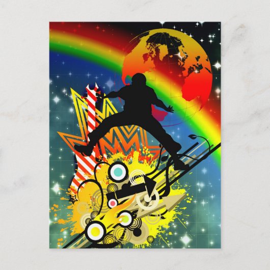 音楽素晴らしクールダンサーのシルエット・ギター ポストカード (正面)