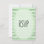 音楽結婚の緑のRSVPメニュー 出欠カード (裏面)