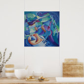 音楽絵画ズ – 青の四角 ポスター (キッチン)