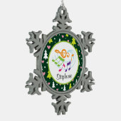 音楽聖歌隊はピアノパーソナライズなオーナメントにバンドを付けます スノーフレークピューターオーナメント (左)