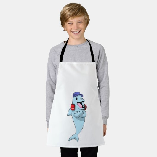 音楽聞に合う エプロン (着用した状態)