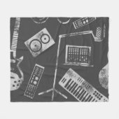 音楽要素:ヴィンテージシームレス背景 フリースブランケット (正面(横))