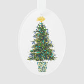 音楽記号のクリスマスツリーのカスタマイズ可能な年 オーナメント (正面)