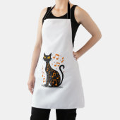 音楽記号の猫のハロウィンTシャツ 音符 エプロン (インサイチュ)