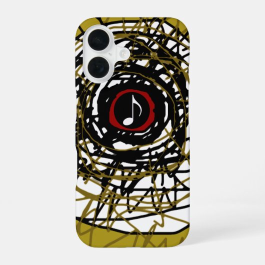 音楽記号を使った超クールな抽象画 iPhone 16ケース (裏面)