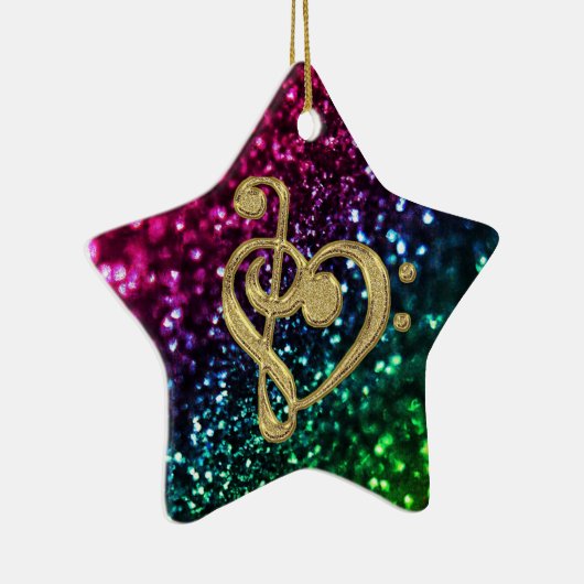 音楽記号を用いる光っている着色された星 セラミックオーナメント (右)