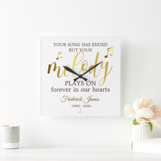 音楽記念メロディ引用文 スクエア壁時計 (ホーム)