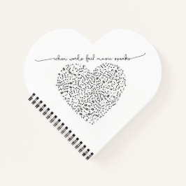 音楽話ハート(黒文字)カスタム色 ノートブック