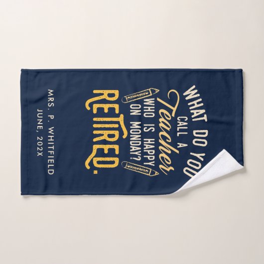 音楽退職した学校先生退職海軍ブルー ハンドタオル (ハンドタオル)