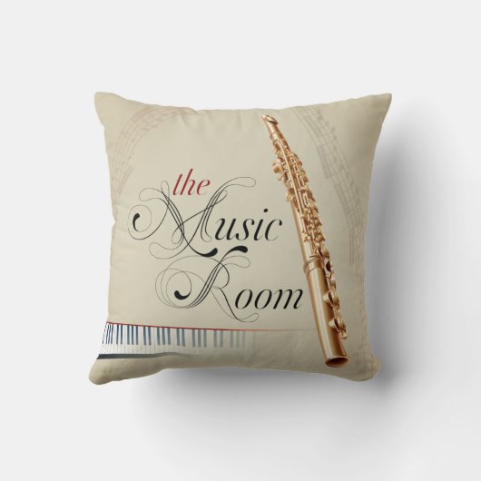 音楽部屋のフルートの枕 クッション (裏面)