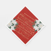 音楽金ゴールドホワイトポインセチア賛美歌クリスマス スタンダードランチョンナプキン (角)