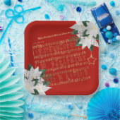 音楽金ゴールドホワイトポインセチア賛美歌クリスマス ペーパープレート (パーティー)