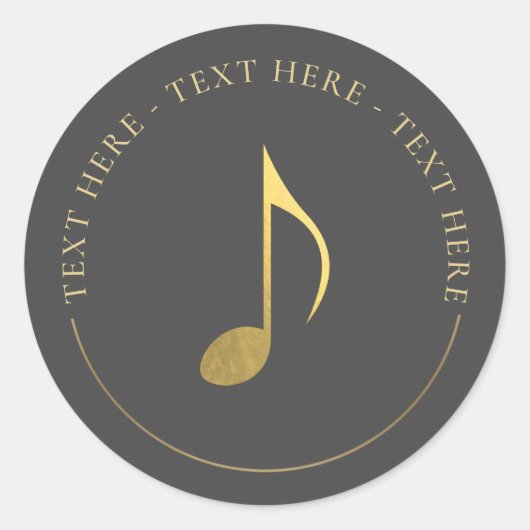 音楽金ゴールド第8音丸ステッカー ラウンドシール (正面)
