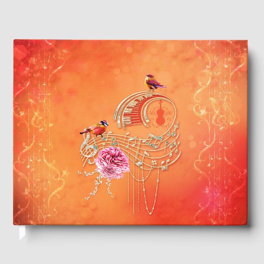 音楽鍵ノートと鳥とのクレフ、 音符記号 ゲストブック (正面)