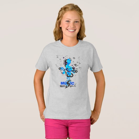 音楽食べ物を与えマイソウル |キッズTシャツ Tシャツ (正面フル)