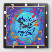 音楽食べ物を与えマイソウル スクエア壁時計 (正面)