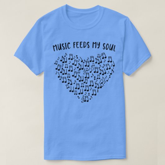 音楽食べ物を与え好きのための私の心 Tシャツ (デザイン正面)