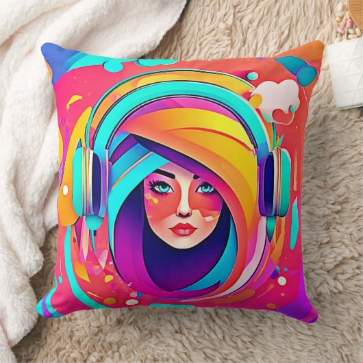 音楽鮮やか流れ クッション (ブランケット)