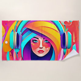 音楽鮮やか流れ ビーチタオル