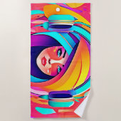 音楽鮮やか流れ ビーチタオル (正面)