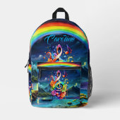 音楽、カラフルクレフ、 音符記号 プリントバックパック (正面)