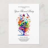 音楽、カラフルクレフ、 音符記号 ポストカード (正面)